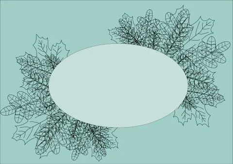 Abstract oval frame with leaves and ears on a light background Stock Illustration