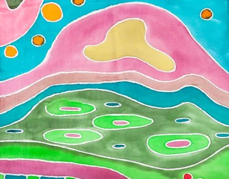 Abstract oval geometric pattern on silk batik Foto stock