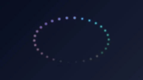 An abstract oval pattern of glowing golden dots against a dark blue background Video stock 335117513