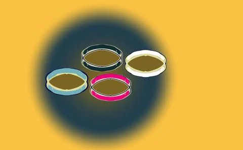 Abstract Oval Shapes Composition on Yellow and Dark Background Stock Illustration