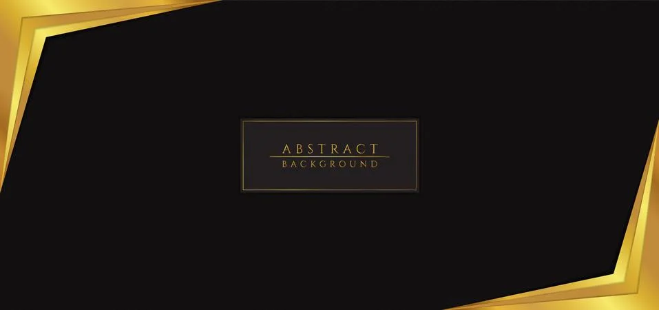 Abstract overlap pattern background black color and gold frame corner design Stock Illustration