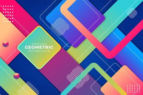 Abstract Overlapped Diagonal Geometric Shape Colorful Gradient Background wit Stock Illustration