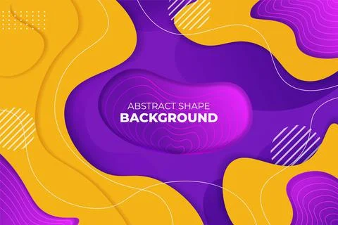 Abstract Overlapped Dynamic Fluid Shape Background Gradient Purple and Yellow Stock Illustration