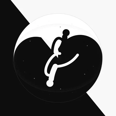Abstract overlapping black and white circles graphic design element for dua.. Stock Footage 344778124