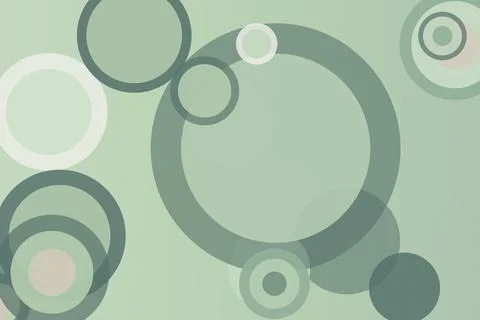 Abstract overlapping circle shapes in soft green and teal create a calm, mo.. Illustrazione stock