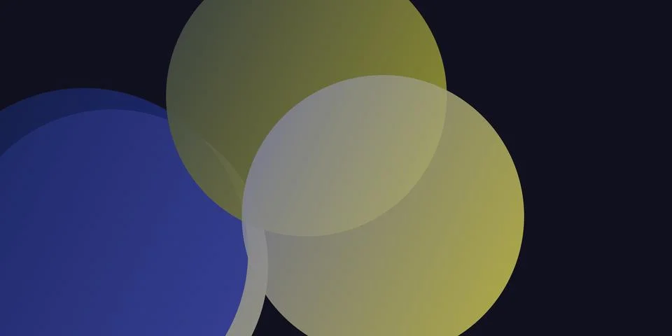 Abstract overlapping circles with blue and yellow colors Stock Illustration