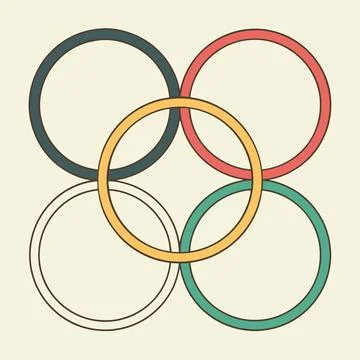 Abstract Overlapping Circles Geometric Pattern in Flat Vector Style Stock Illustration