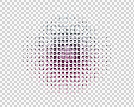 Abstract with overlapping circles in gradient colors from dark purple to pink Stock Illustration