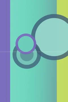 Abstract overlapping circular rings in teal, purple and lime create a moder.. Stock Illustration