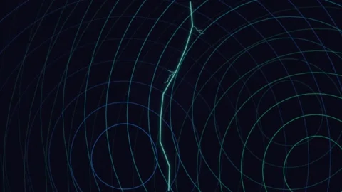 Abstract Overlapping Cyan Concentric Circles Wireframe Background Stock Footage 332126476