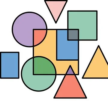 Abstract overlapping geometric shapes in pastel colors. Stock Illustration