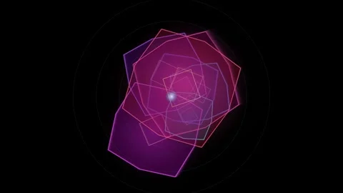 Abstract overlapping geometric shapes rotating on black background creating.. Video stock 345731332