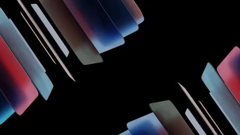 Abstract Overlapping Gradient Rectangles on  black background with multiple c Illustrazione stock