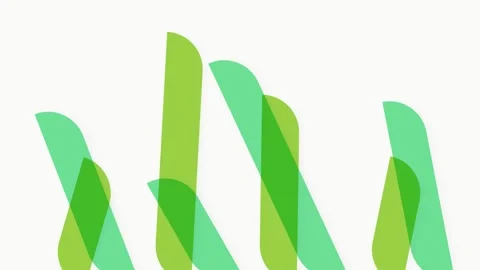 Abstract overlapping green rounded shapes on a clean white background Video stock 335118020