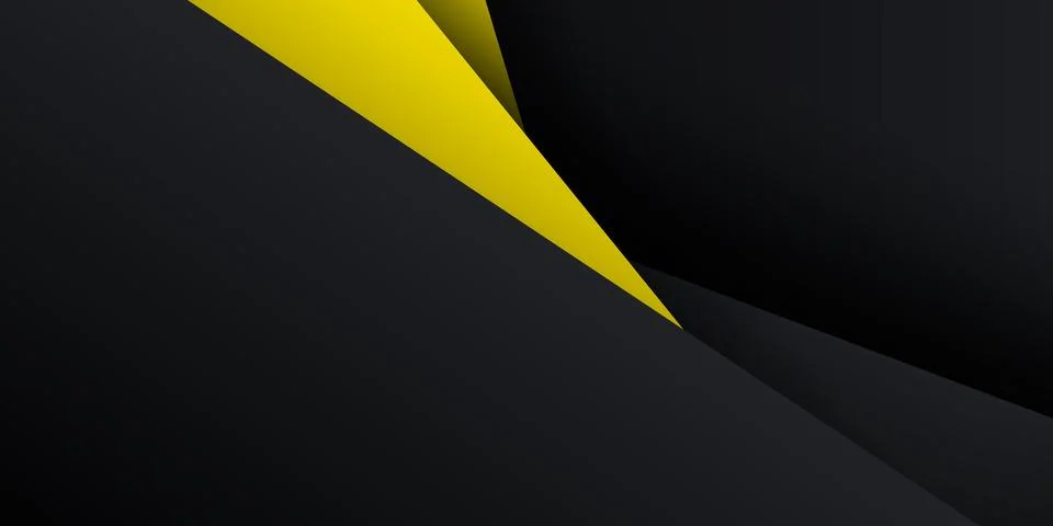 Abstract overlapping layers geometric background in black and yellow. Vector イラスト素材