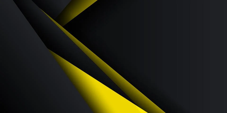 Abstract overlapping layers geometric background in black and yellow. Vector イラスト素材
