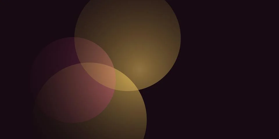 Abstract overlapping light circles on dark background Stock Illustration