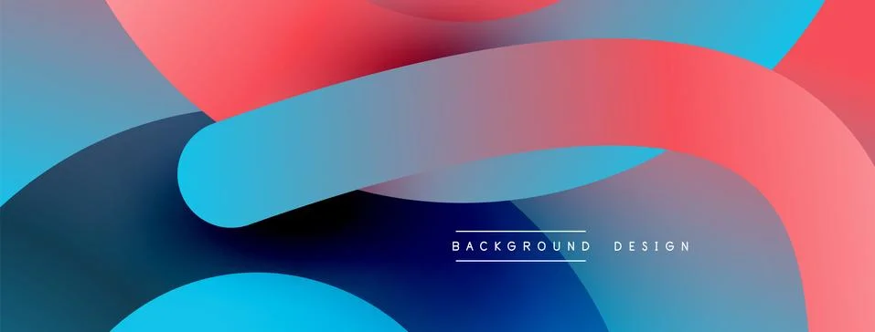 Abstract overlapping lines and circles geometric background with gradient colors Stock Illustration
