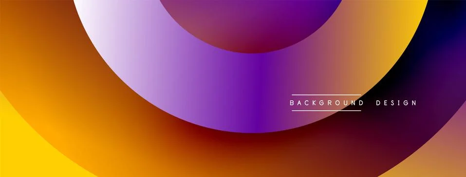 Abstract overlapping lines and circles geometric background with gradient colors Stock Illustration
