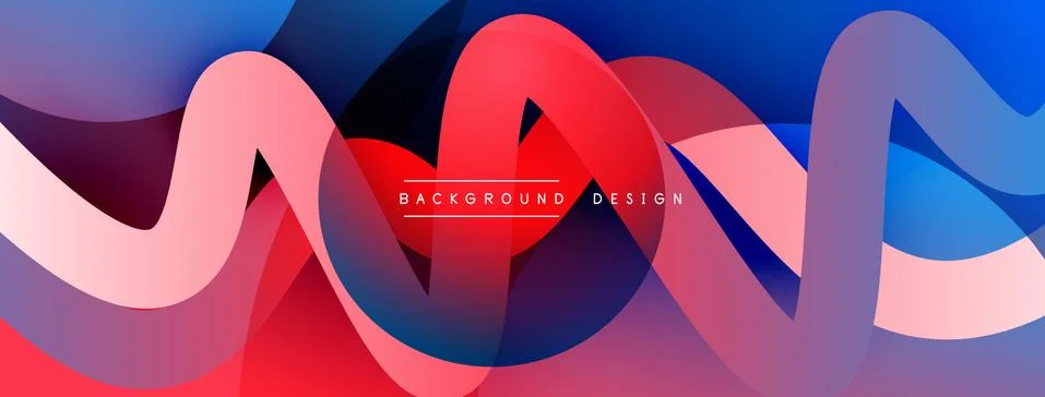 Abstract overlapping lines and circles geometric background with gradient colors Stock Illustration