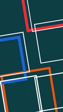 Abstract overlapping rectangles and frames in bold red, blue, and white cre.. Stockillustratie