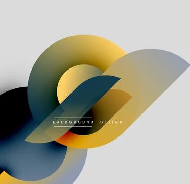 Abstract overlapping shapes create dynamic composition. Soft gradients, muted Stock Illustration