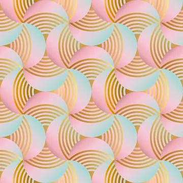 Abstract overlapping shapes seamless pattern Illustrazione stock