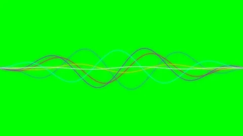 Abstract overlapping smooth glowing wave lines on a vibrant green background Stock Footage 340902663