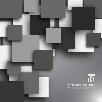 Abstract overlapping square black and white color background. Stock Illustration