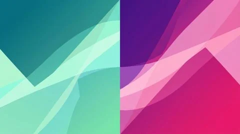 Abstract overlapping transparent layers green and magenta background. Stock Illustration