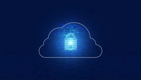 Abstract padlock cyber security and cloud binary digital concept Protection o 스톡 일러스트