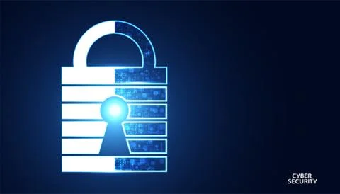 Abstract padlock cyber security concept Protection of information in the onli Illustrazione stock