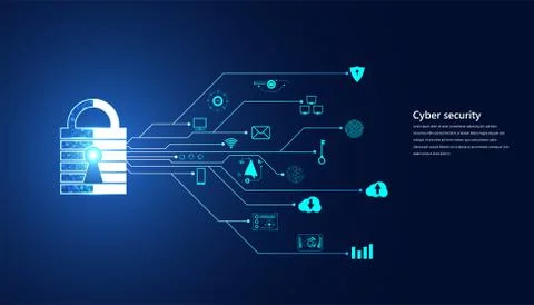 Abstract padlock cyber security with icon concept Protection of information i イラスト素材