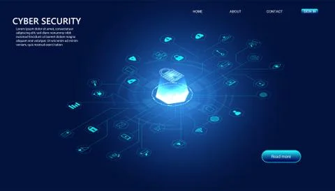 Abstract padlock cyber security with icon concept Protection of information i Иллюстрация