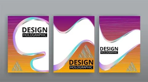 Abstract page templates set, retro wave creative hipster, neon and gradient c Stock Illustration