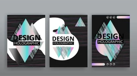 Abstract page templates set, retro wave creative hipster, neon and gradient c Stock Illustration
