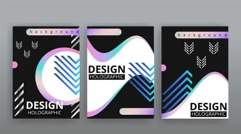 Abstract page templates set, retro wave creative hipster, neon and gradient c 库存插图