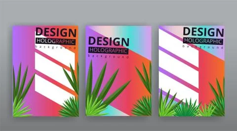 Abstract page templates set, retro wave creative hipster, neon and gradient c Stock Illustration