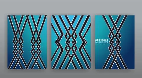 Abstract page templates set, retro wave creative hipster, silver metalic tech Illustrazione stock