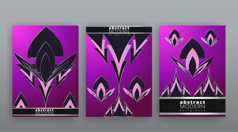 Abstract page templates set, retro wave creative hipster, silver metalic tech Illustrazione stock