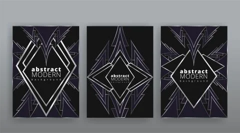 Abstract page templates set, retro wave creative hipster, silver metalic tech 스톡 일러스트