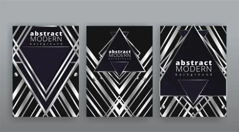 Abstract page templates set, retro wave creative hipster, silver metalic tech Stockillustratie
