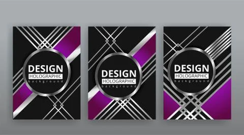 Abstract page templates set, retro wave creative hipster, silver metalic tech Stockillustratie