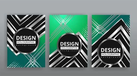 Abstract page templates set, retro wave creative hipster, silver metalic tech Stock Illustration