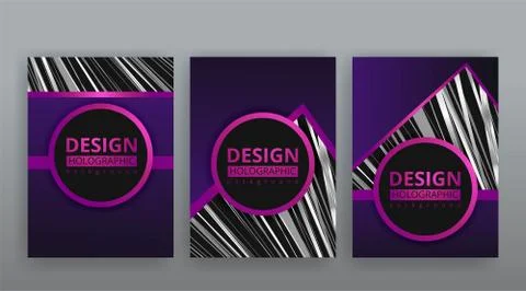 Abstract page templates set, retro wave creative hipster, silver metalic tech Stock Illustration