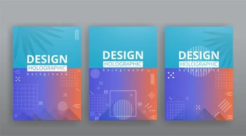 Abstract page templates set, retro wave creative hipster, silver metalic tech Stock Illustration