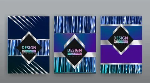 Abstract page templates set, retro wave creative hipster, silver metalic tech Stock Illustration
