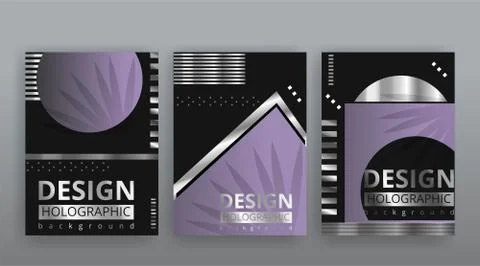 Abstract page templates set, retro wave creative hipster, silver metalic tech Illustrazione stock