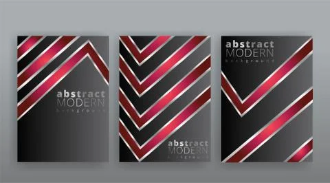Abstract page templates set, retro wave creative hipster, silver metalic tech Illustrazione stock