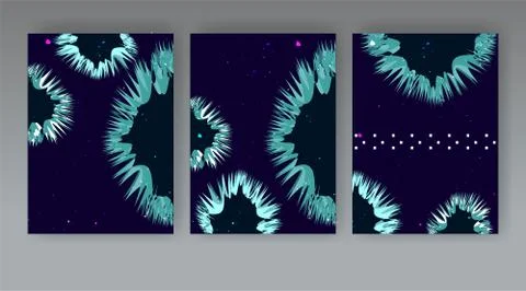 Abstract page templates set, retro wave creative hipster, silver metalic tech Illustrazione stock